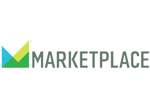 Marketplace logo featuring a geometric teal, blue, and lime checkmark icon to the left of the word MARKETPLACE.