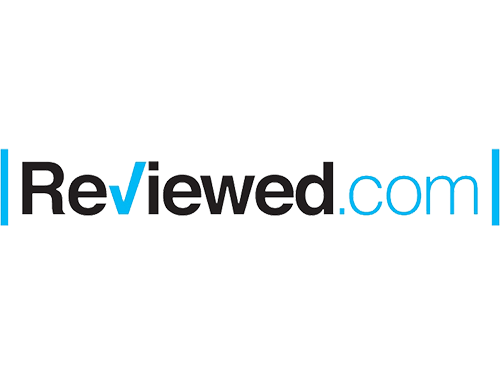 Reviewed.com logo featuring a blue checkmark integrated into the wordmark.